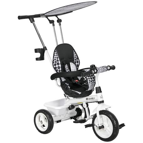 Tricycle enfant pare-soleil pliable canne amovible benne rangement acier Blanc 1 - vertbaudet enfant 