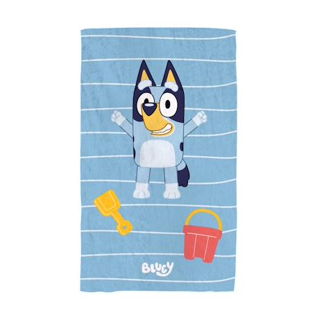Serviette de bain et de plage imprimée 100% coton, bluey hourra Bleu 1 - vertbaudet enfant 