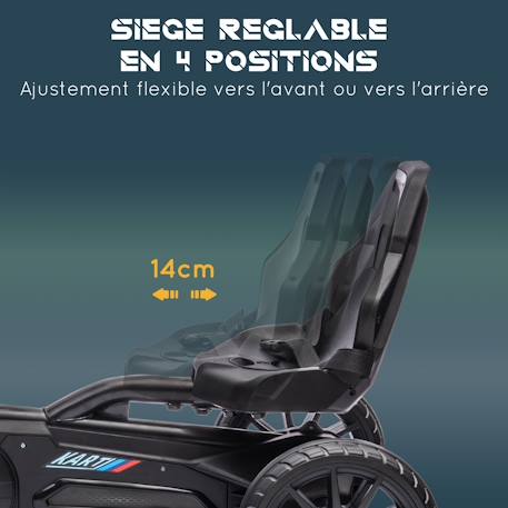Kart à pédales enfant go kart formule 1 racing aileron avant carter chaine fermé siège réglable avec ceinture Noir+Rouge 4 - vertbaudet enfant 