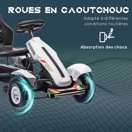Kart à pédales enfant go kart formule 1 racing passione italia pneus gonflables caoutchouc Blanc+Noir 4 - vertbaudet enfant 