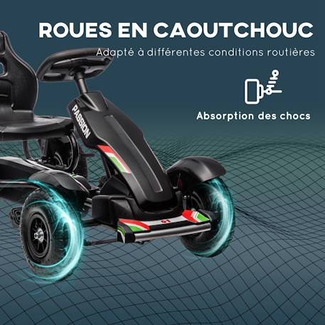Kart à pédales enfant go kart formule 1 racing passione italia pneus gonflables caoutchouc Noir 4 - vertbaudet enfant 