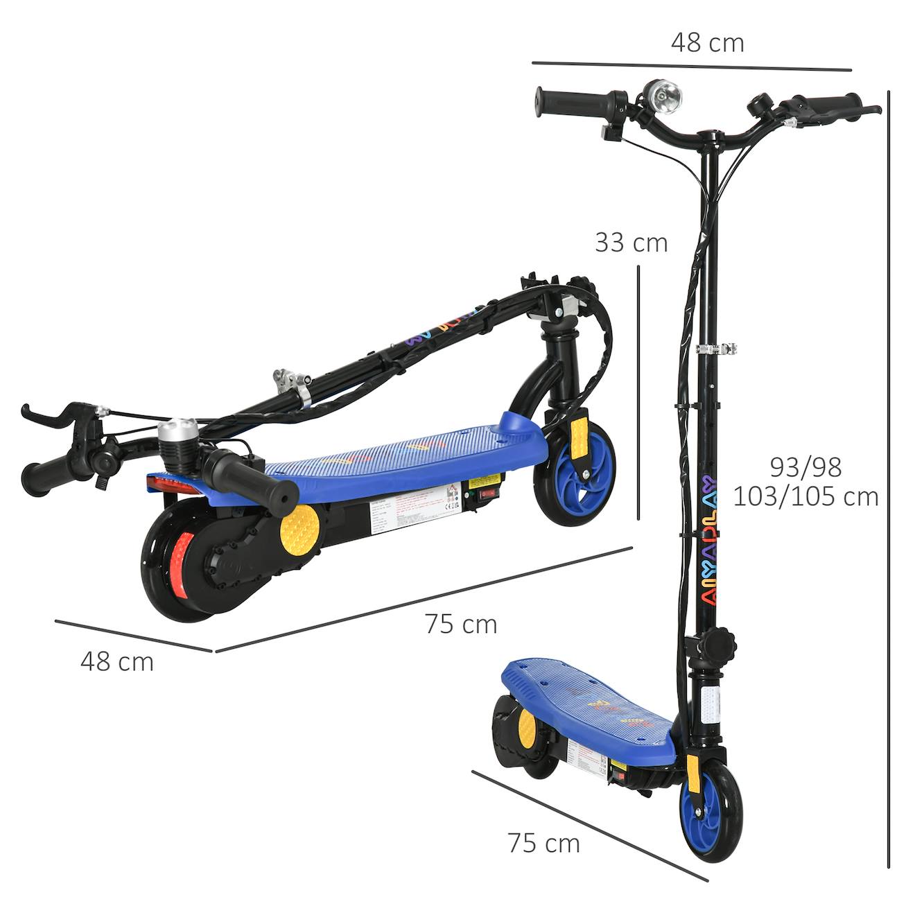 Trottinette Pliable Pour Enfants Et Adultes – Charge Max 100 Kg, Hauteur Réglable 80/90/100 Cm – Frein à Disque, Roues PU 20 Cm – Pliable Pour Transport