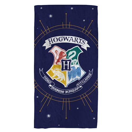 Serviette de bain et de plage imprimée 100% coton, harry potter poudlard Bleu marine 1 - vertbaudet enfant 
