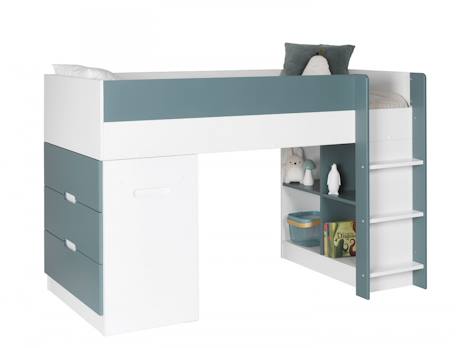 Lit mi-hauteur bureau & commode opus Blanc et bleu nuit opus+Blanc et bois+Blanc et vert mousse 15 - vertbaudet enfant 