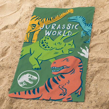 Serviette de bain et de plage imprimée 100% coton, jurassic world quatro kaki Kaki 2 - vertbaudet enfant 