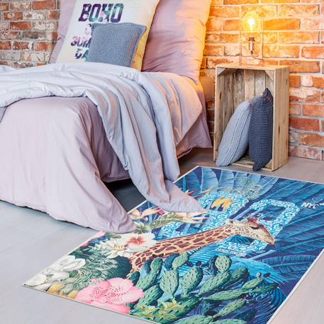 Tapis enfant tissé jungle Bleu 1 - vertbaudet enfant 