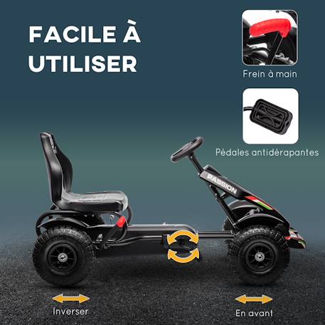 Kart à pédales enfant go kart formule 1 racing passione italia pneus gonflables caoutchouc Noir 6 - vertbaudet enfant 