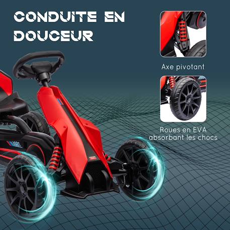 Kart à pédales enfant go kart formule 1 racing aileron avant carter chaine fermé siège réglable avec ceinture Noir+Rouge 12 - vertbaudet enfant 
