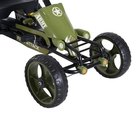 Kart à pédales enfant militaire siège réglable frein manuel roues ar carter fermé Vert 6 - vertbaudet enfant 