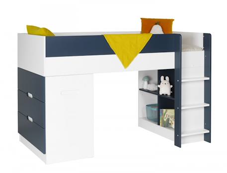 Lit mi-hauteur bureau & commode opus Blanc et bleu nuit opus+Blanc et bois+Blanc et vert mousse 2 - vertbaudet enfant 