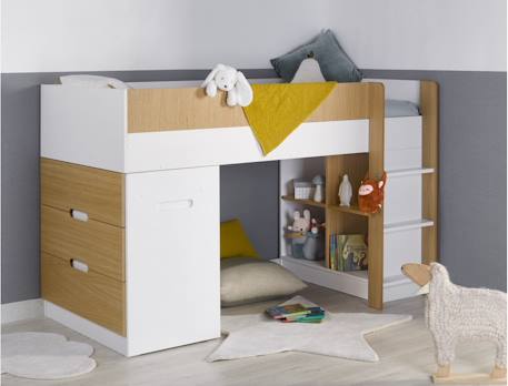 Lit mi-hauteur bureau & commode opus Blanc et bleu nuit opus+Blanc et bois+Blanc et vert mousse 7 - vertbaudet enfant 