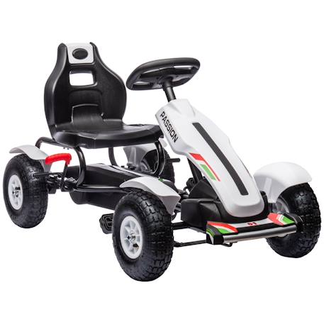 Kart à pédales enfant go kart formule 1 racing passione italia pneus gonflables caoutchouc Blanc+Noir 1 - vertbaudet enfant 