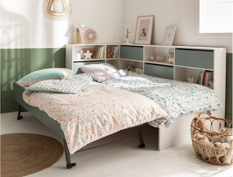 Lit gigogne avec rangements opus Blanc et bleu nuit+Blanc et bois+Blanc et vert mousse 14 - vertbaudet enfant 