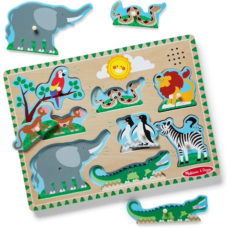 Puzzle sonore animaux du zoo Vert 1 - vertbaudet enfant 