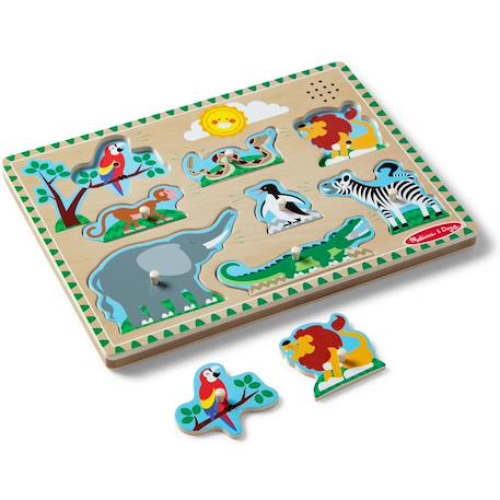 Puzzle sonore animaux du zoo Vert 2 - vertbaudet enfant 