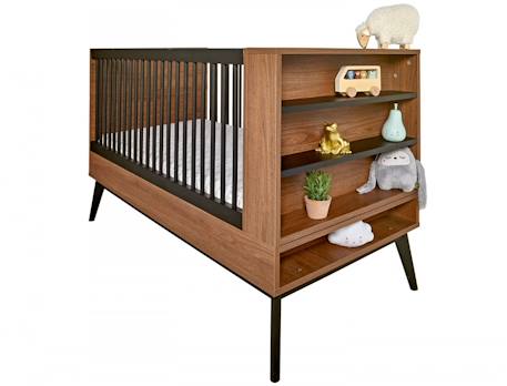 Lit bébé évolutif vintage octave Chêne+Noyer 8 - vertbaudet enfant 