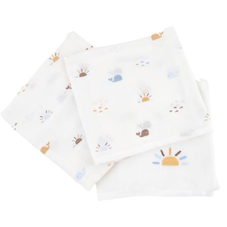 Lot de 3 langes gaze de coton bio Ananas+Baleine+Beige+Bleu+Citrons+Colibri (parme)+Forêt+Noel magique+Sable+Vert sauge 7 - vertbaudet enfant 