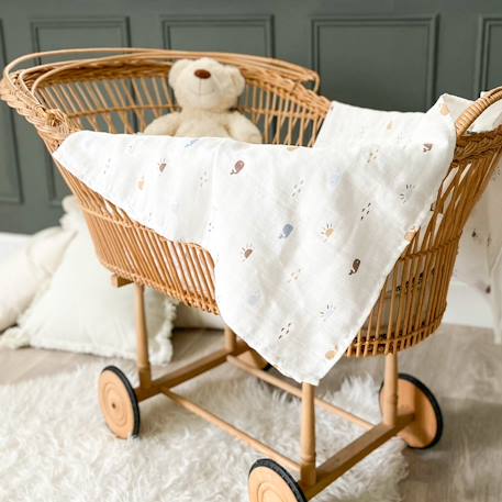 Maxi lange gaze de coton bio Ananas+Baleine+Citrons+Colibri+Fleurs beiges+Sable+Vichy vert 6 - vertbaudet enfant 