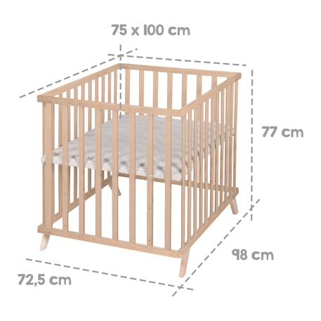 Parc bébé scandinave en bois massif + tapis en coton bio lil planet Anthracite - gris argenté+Blanc - gris argenté+Blanc - vert givré+Naturel - gris argenté 20 - vertbaudet enfant 