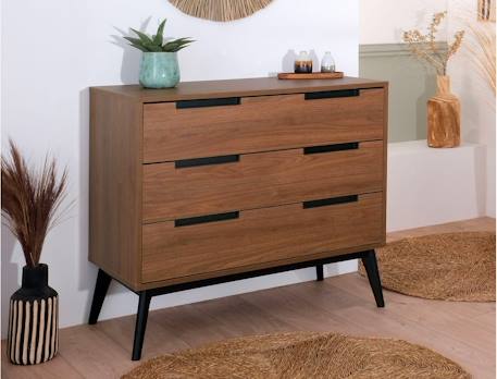 Commode 3 tiroirs vintage octave Chêne+Noyer 4 - vertbaudet enfant 
