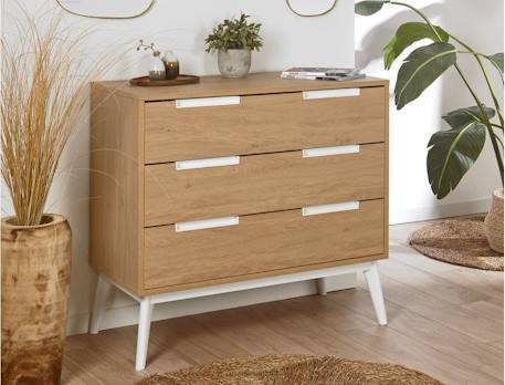 Commode 3 tiroirs vintage octave Chêne+Noyer 2 - vertbaudet enfant 