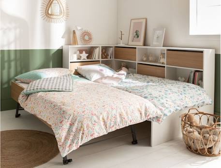 Lit gigogne avec rangements opus Blanc et bleu nuit+Blanc et bois+Blanc et vert mousse 8 - vertbaudet enfant 