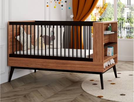 Lit bébé évolutif vintage octave Chêne+Noyer 7 - vertbaudet enfant 