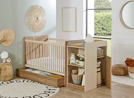 Lit bébé évolutif combiné bohème Blanc & bois 2 - vertbaudet enfant 