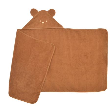 Cape de bain coton bio ourson Bois de rose+Caramel 7 - vertbaudet enfant 