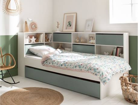Lit gigogne avec rangements opus Blanc et bleu nuit+Blanc et bois+Blanc et vert mousse 13 - vertbaudet enfant 