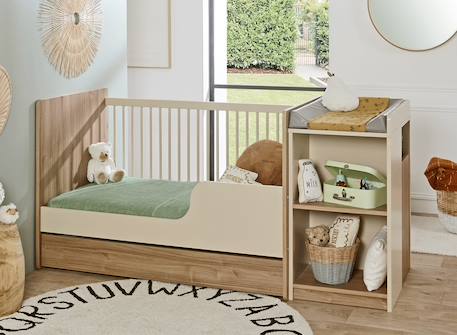 Lit bébé évolutif combiné bohème Blanc & bois 3 - vertbaudet enfant 