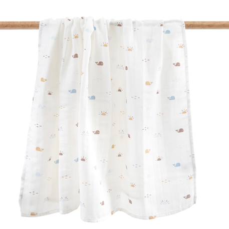 Maxi lange gaze de coton bio Ananas+Baleine+Citrons+Colibri+Fleurs beiges+Sable+Vichy vert 8 - vertbaudet enfant 