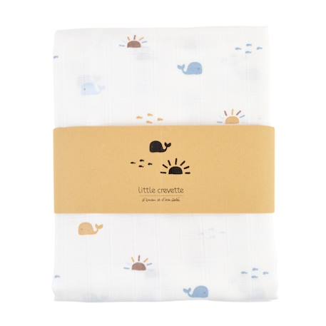 Maxi lange gaze de coton bio Ananas+Baleine+Citrons+Colibri+Fleurs beiges+Sable+Vichy vert 5 - vertbaudet enfant 