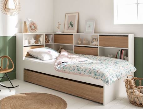 Lit gigogne avec rangements opus Blanc et bleu nuit+Blanc et bois+Blanc et vert mousse 7 - vertbaudet enfant 