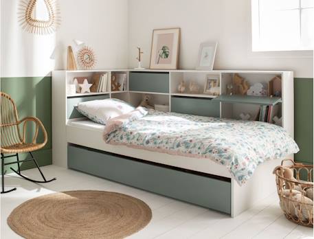 Lit gigogne avec rangements opus Blanc et bleu nuit+Blanc et bois+Blanc et vert mousse 16 - vertbaudet enfant 