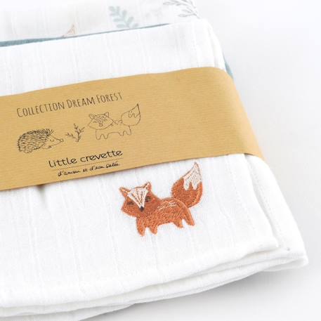 Lot de 3 langes gaze de coton bio Ananas+Baleine+Beige+Bleu+Citrons+Colibri (parme)+Forêt+Noel magique+Sable+Vert sauge 28 - vertbaudet enfant 