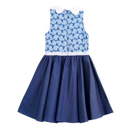 Robe qui tourne  liberty  col   hepburn Bleu roi bleu denim 5 - vertbaudet enfant 