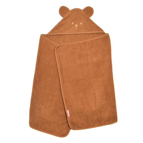 Cape de bain coton bio ourson Bois de rose+Caramel 4 - vertbaudet enfant 
