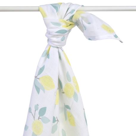 Maxi lange gaze de coton bio Ananas+Baleine+Citrons+Colibri+Fleurs beiges+Sable+Vichy vert 10 - vertbaudet enfant 