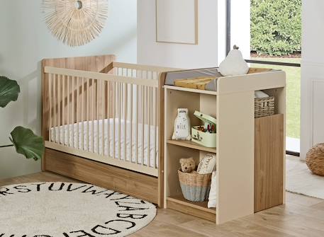 Lit bébé évolutif combiné bohème Blanc & bois 1 - vertbaudet enfant 