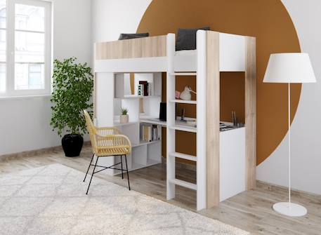 Lit mezzanine avec bureau dune Blanc & bois 2 - vertbaudet enfant 