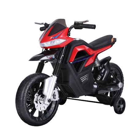 Moto électrique enfant 25w 6v 3 km/h max. Effets lumineux sonores roulettes amovibles Bleu+Rouge 4 - vertbaudet enfant 
