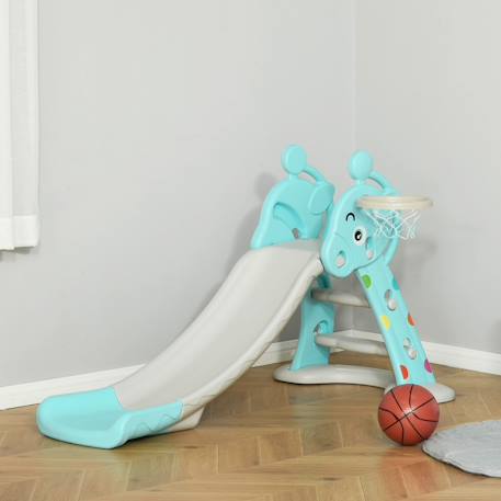 Toboggan enfant avec panier de basket-ball usage intérieur et extérieur dim. 140 x 87 x 75 cm Bleu 2 - vertbaudet enfant 