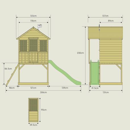Maisonnette cabane sur pilotis avec toboggan colline bois fsc® Marron - vert 5 - vertbaudet enfant 