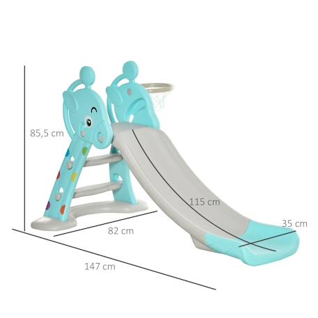 Toboggan enfant avec panier de basket-ball usage intérieur et extérieur dim. 140 x 87 x 75 cm Bleu 3 - vertbaudet enfant 