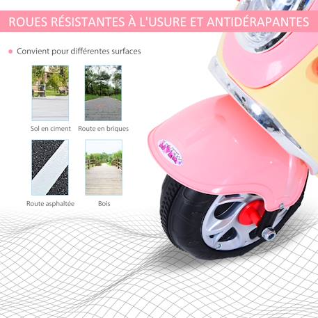 Moto scooter électrique pour enfants 6 v env. 3 km/h 3 roues et topcase effet lumineux et sonore rose Rose 6 - vertbaudet enfant 