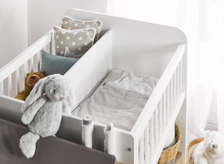 Lit bébé évolutif avec table à langer calisson Blanc & bois 5 - vertbaudet enfant 