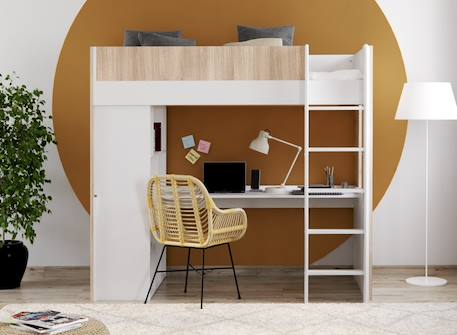 Lit mezzanine avec bureau dune Blanc & bois 1 - vertbaudet enfant 