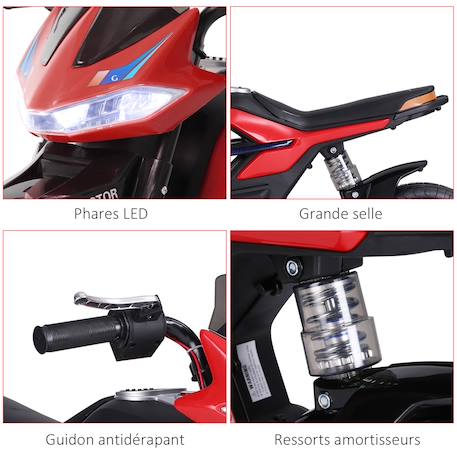 Moto électrique enfant 25w 6v 3 km/h max. Effets lumineux sonores roulettes amovibles Bleu+Rouge 7 - vertbaudet enfant 