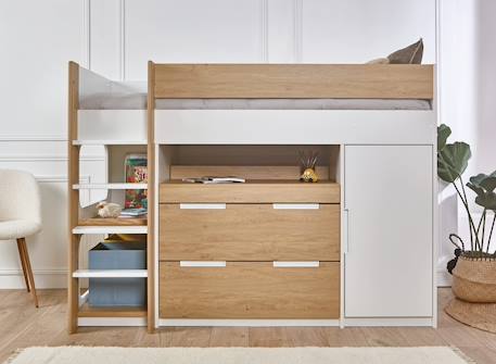 Lit mi-hauteur avec bureau et rangement palma Blanc & bois 3 - vertbaudet enfant 